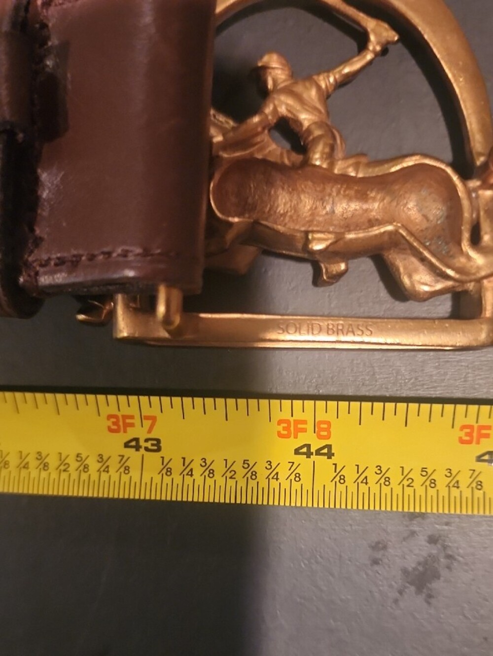Ralph Lauren Polo Solid Brass Horse & Rider Buckle on Blue & Green Belt - Picture 7 of 7
